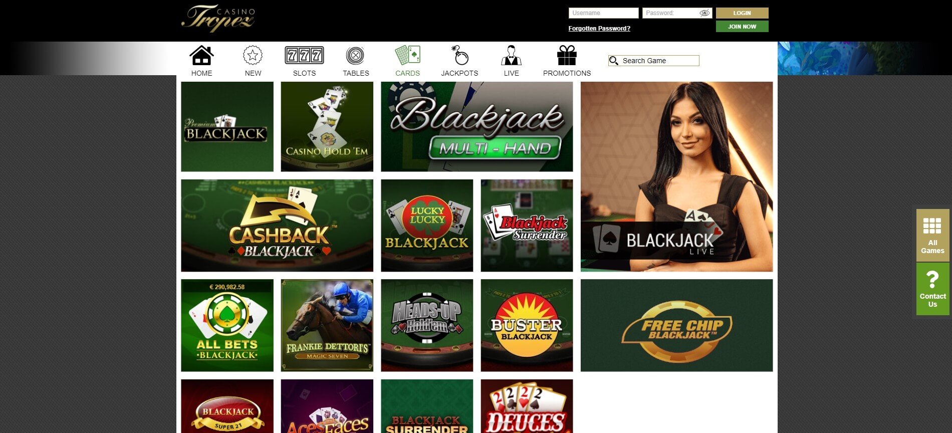 A Review of the Live Dealer Games Available at Casino Tropez