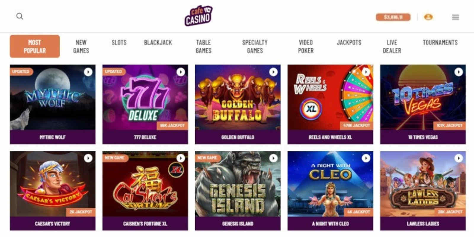 Top 10 Slot Games to Play at Cafe Casino Online