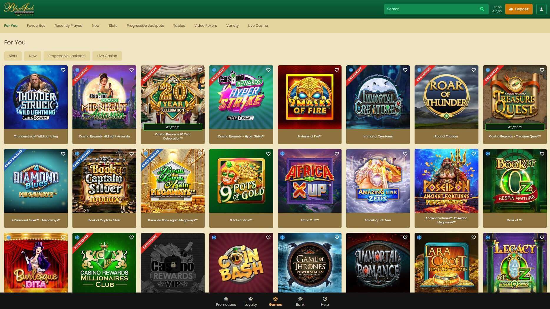 Top 10 Most Popular Games at BlackJack Ballroom Casino Online