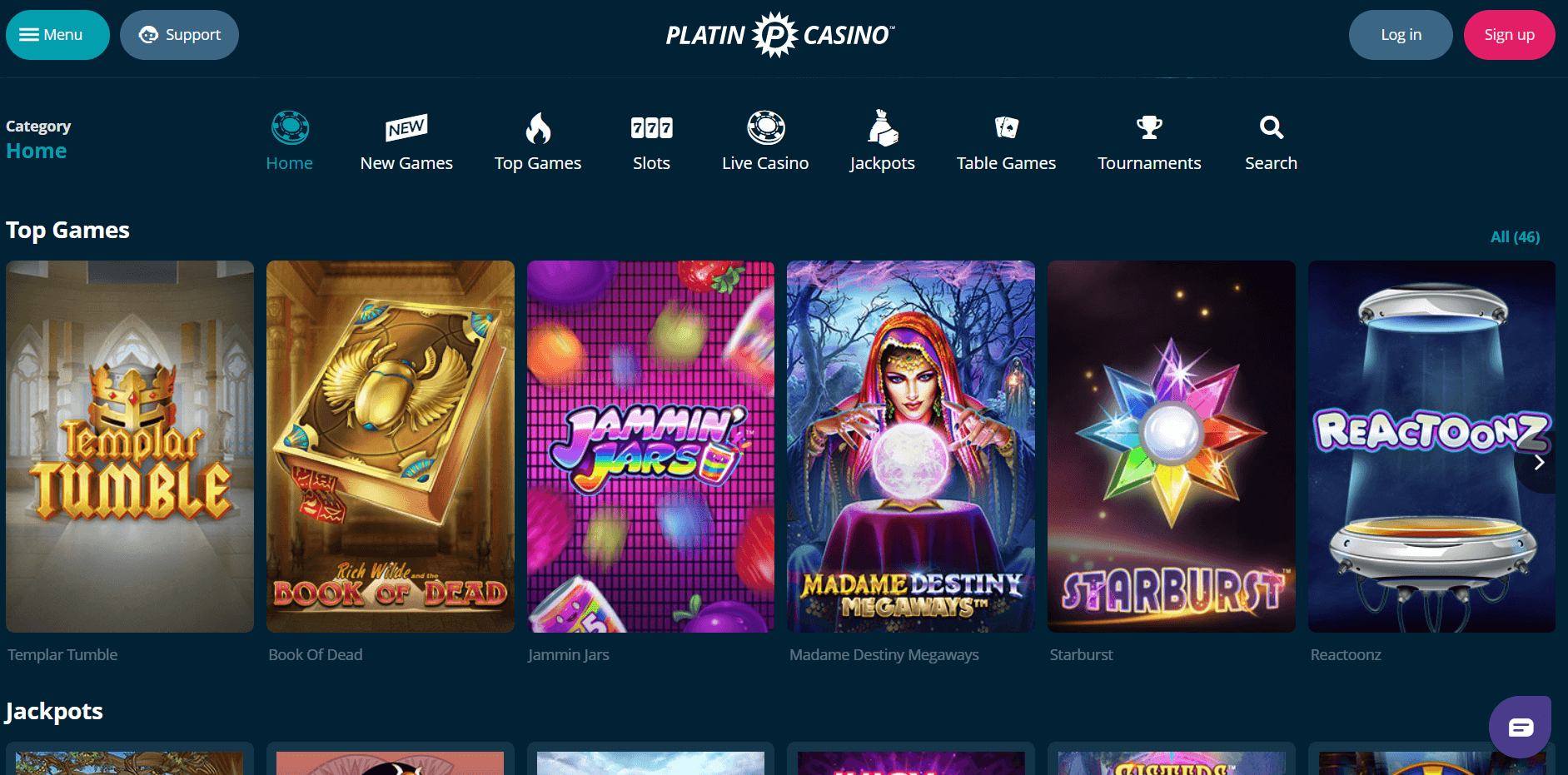 Top 10 Most Popular Games at Platin Casino Online