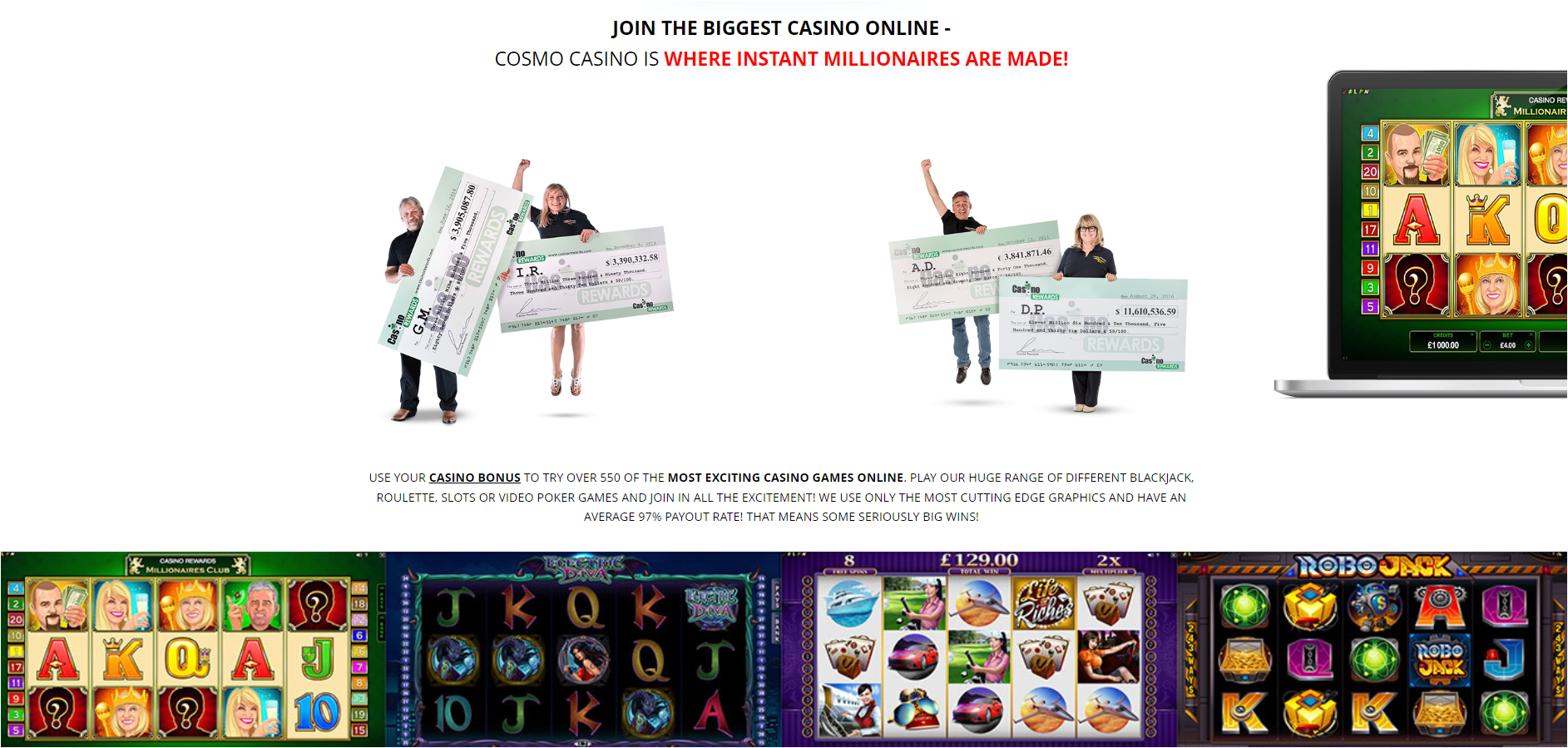 The Top Jackpot Wins at Cosmo Casino